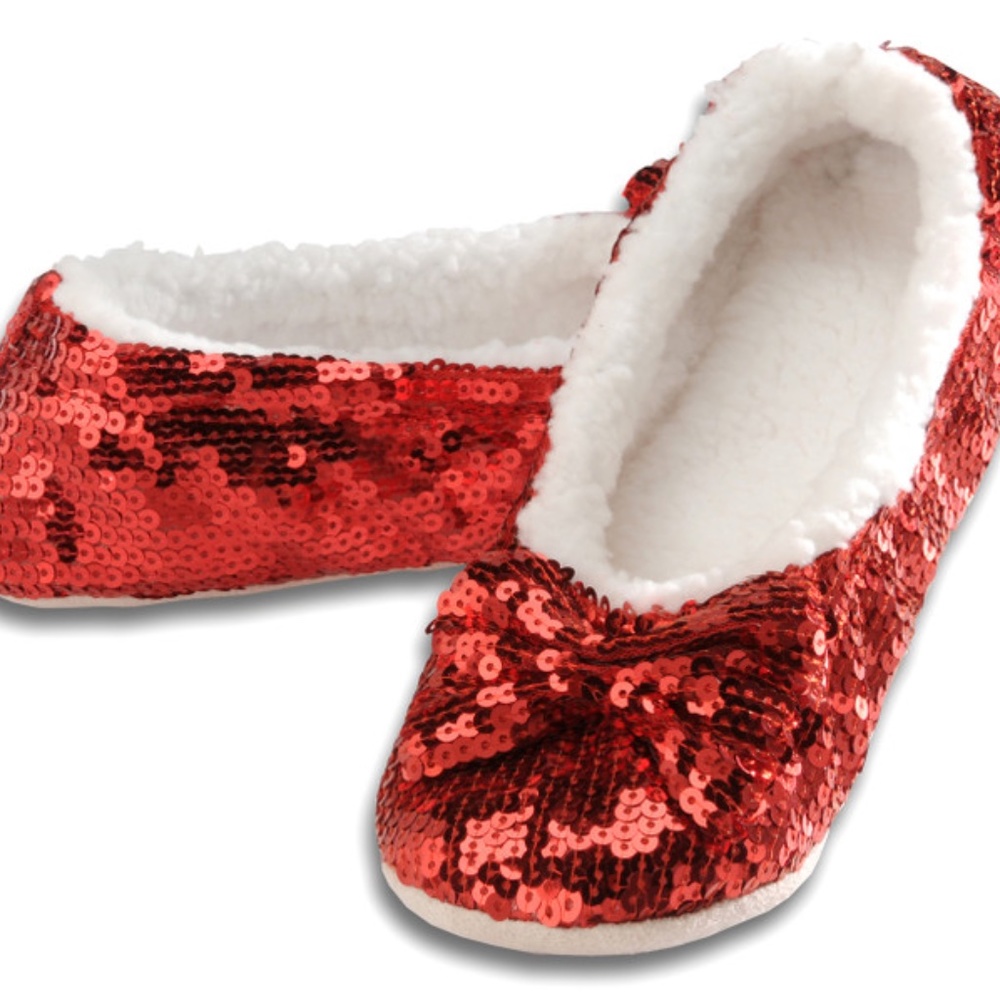 Ruby Red Sequin Snoozies Slippers